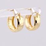 Wide Hammered Finish Huggy Hoop Earrings
