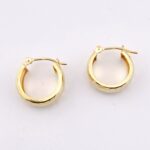 Wide Hammered Finish Huggy Hoop Earrings