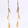 Delicate 14k Gold Leaves on Branch Drop Earrings signed JCM