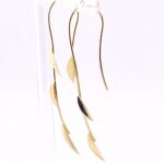 Delicate 14k Gold Leaves on Branch Drop Earrings signed JCM