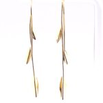 Delicate 14k Gold Leaves on Branch Drop Earrings signed JCM