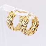14K Yellow Gold Byzantine Chain Hoop Earrings