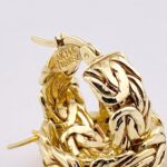 14K Yellow Gold Byzantine Chain Hoop Earrings