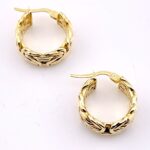 14K Yellow Gold Byzantine Chain Hoop Earrings