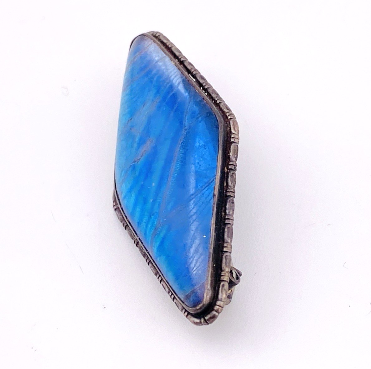Antique Edwardian Sterling Silver Morpho Butterfly Wing Brooch