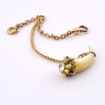 Antique Victorian Mother Of Pearl Claw Watch Chain Fob Pendant Gold Filled
