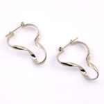 Asymmetrical Twist Silver Tone Hoop Earrings - Modernist Design