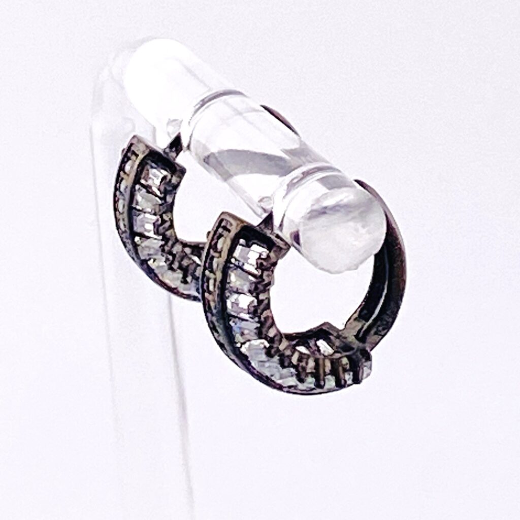 Black Rhodium Sterling Silver Cubic Zirconia Hoop Earrings