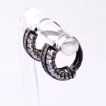Black Rhodium Sterling Silver Cubic Zirconia Hoop Earrings