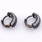 Black Rhodium Sterling Silver Cubic Zirconia Hoop Earrings