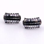 Black Rhodium Sterling Silver Cubic Zirconia Hoop Earrings
