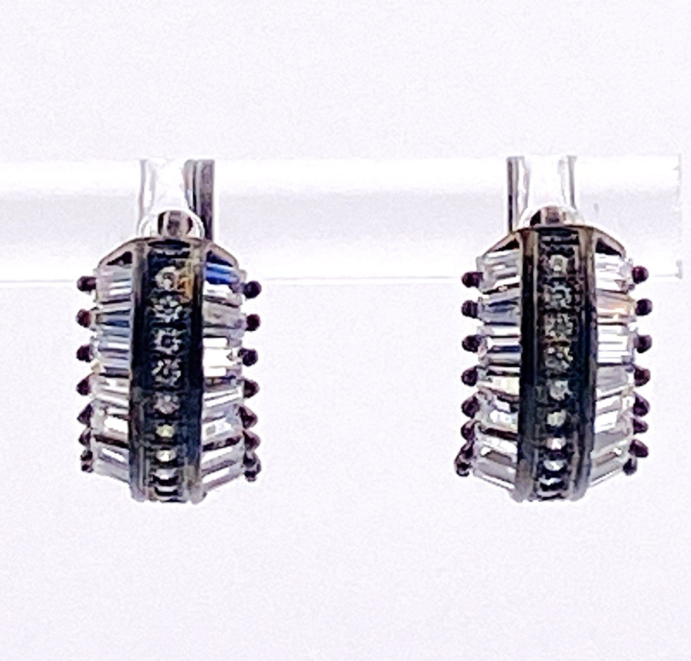 Black Rhodium Sterling Silver Cubic Zirconia Hoop Earrings