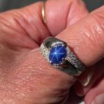Blue Star Sapphire Sterling Silver Man’s Ring Vintage Sz 9