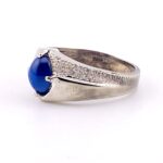 Blue Star Sapphire Sterling Silver Man’s Ring Vintage Sz 9