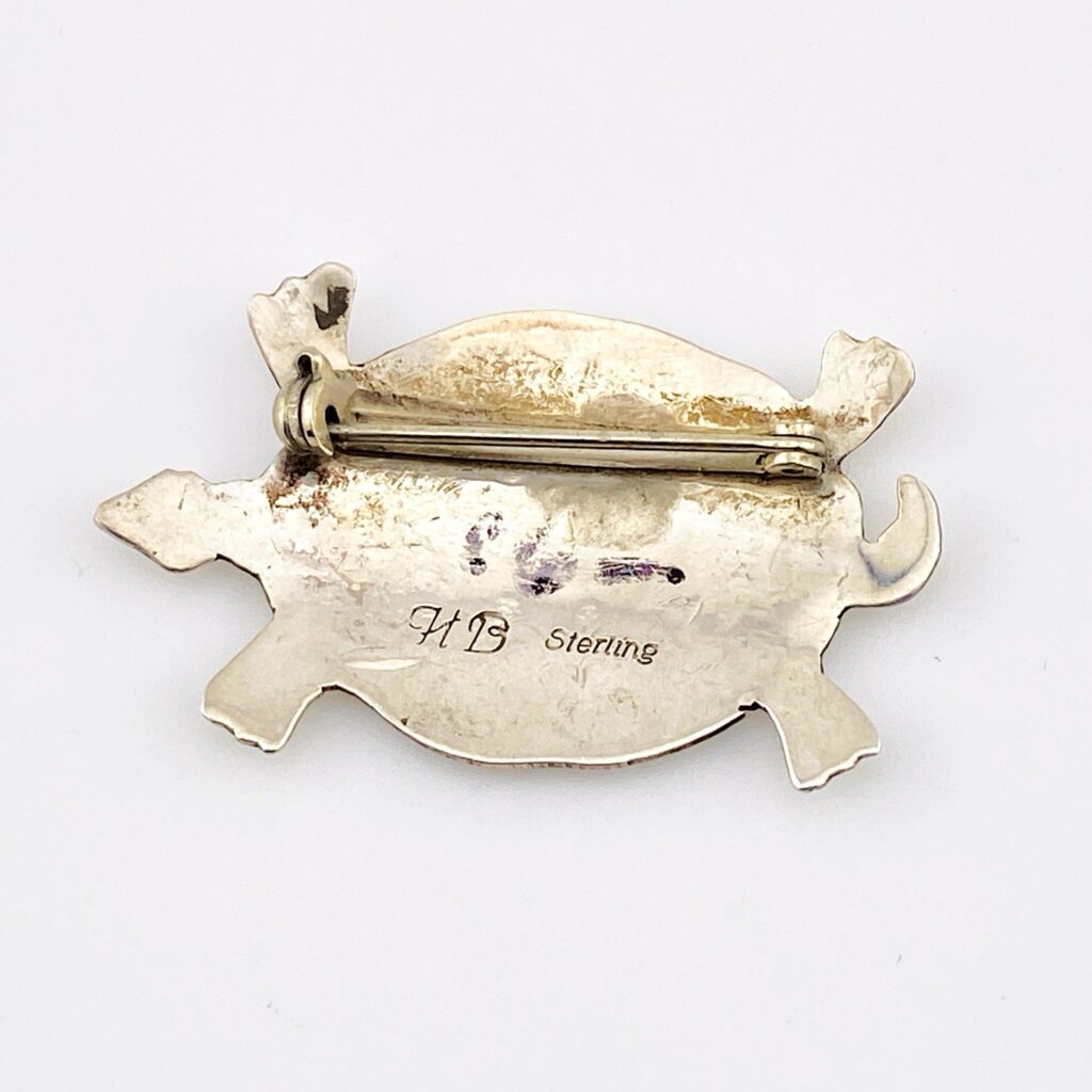 HB Native American Sterling Silver Turtle Brooch