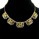 Mixed Metals Necklace with Deer Panels