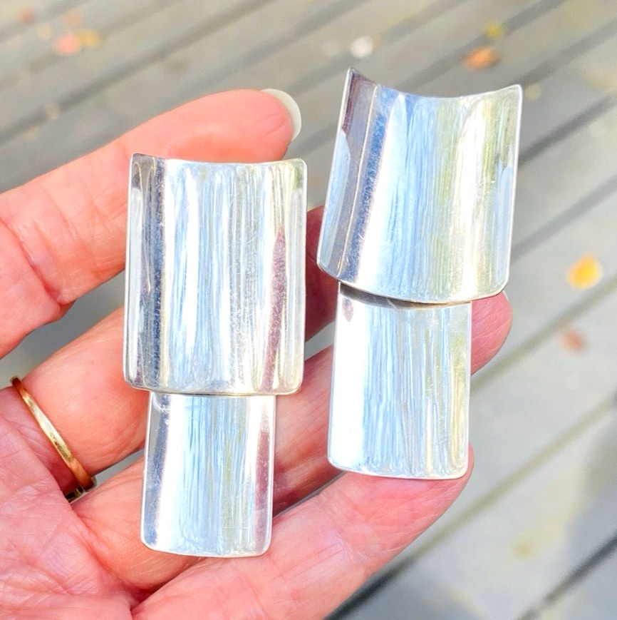 Modernist Sterling Silver Statement Earrings