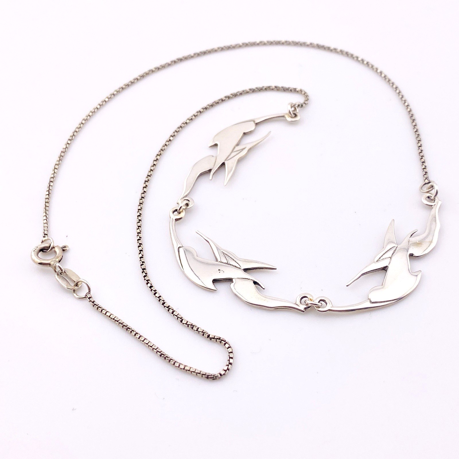 Modernist Sterling Silver Swallow Necklace