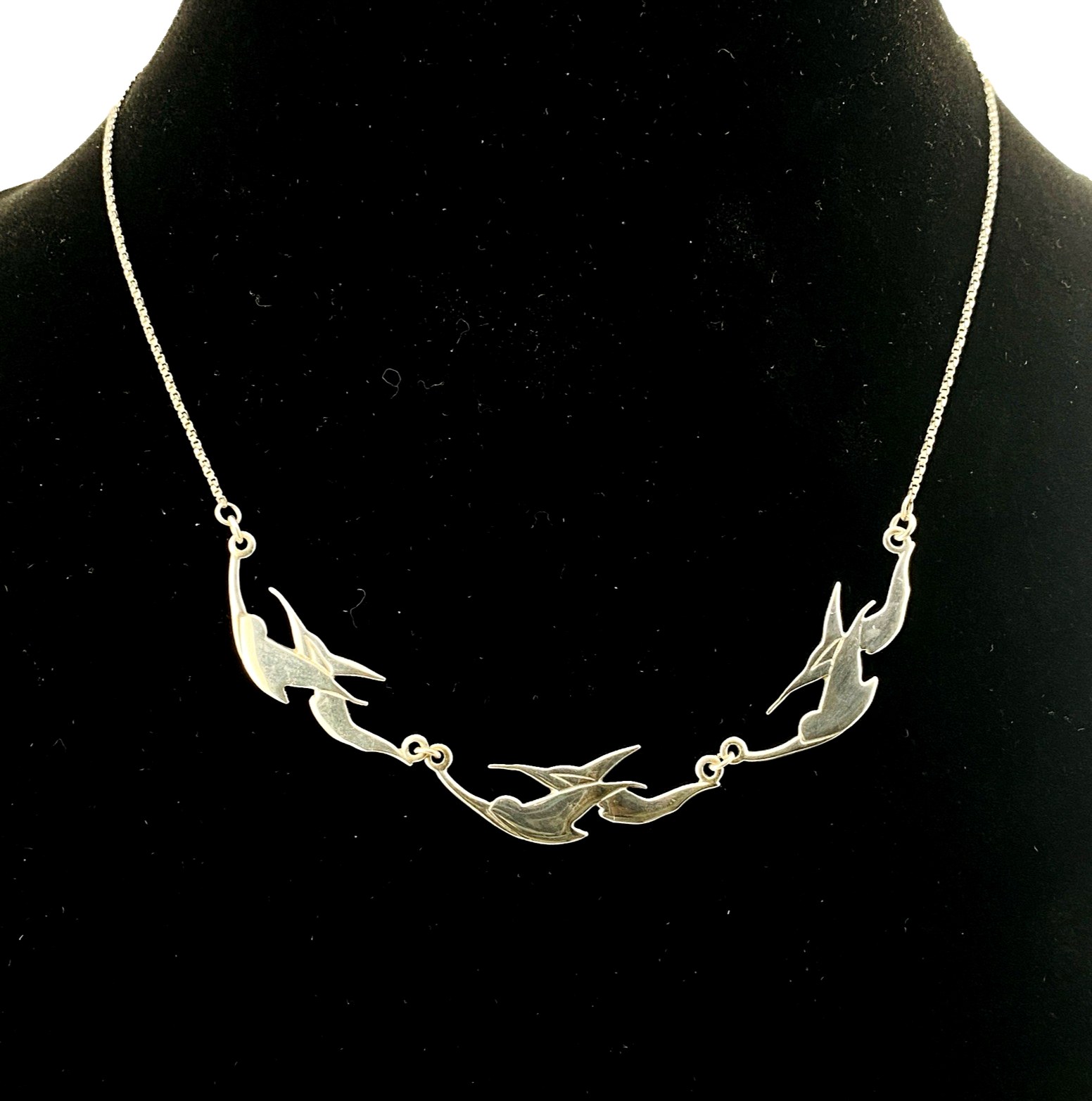 Modernist Sterling Silver Swallow Necklace