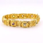 Ross Simmons Gold Over Sterling Silver Byzantine Style Bracelet with Gemstones