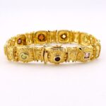 Ross Simmons Gold Over Sterling Silver Byzantine Style Bracelet with Gemstones