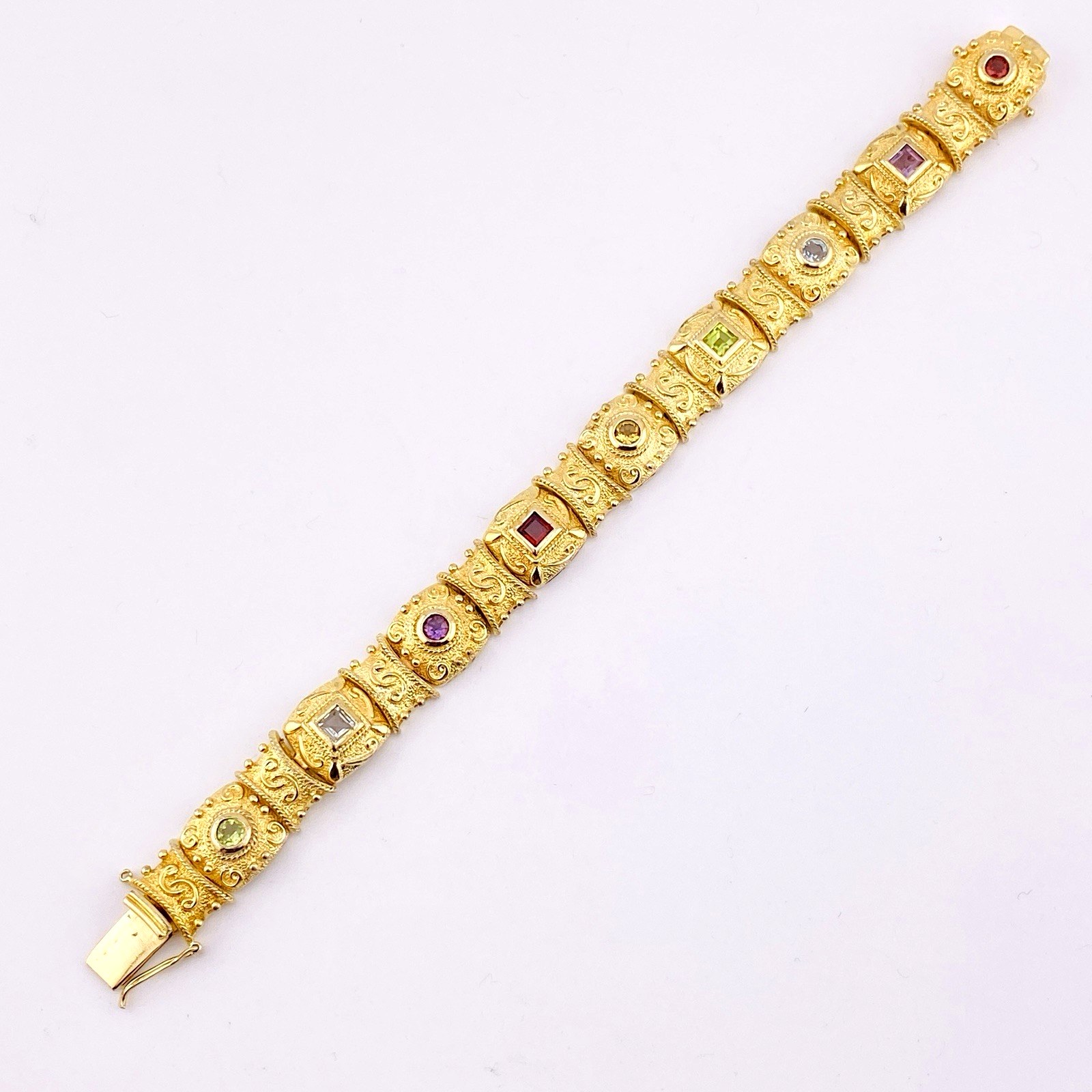 Ross Simmons Gold Over Sterling Silver Byzantine Style Bracelet with Gemstones