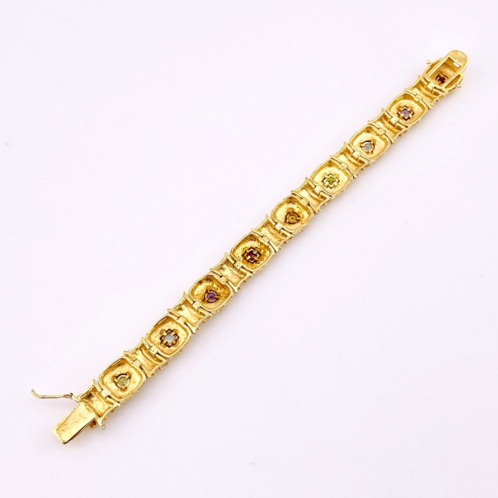 Ross Simmons Gold Over Sterling Silver Byzantine Style Bracelet with Gemstones