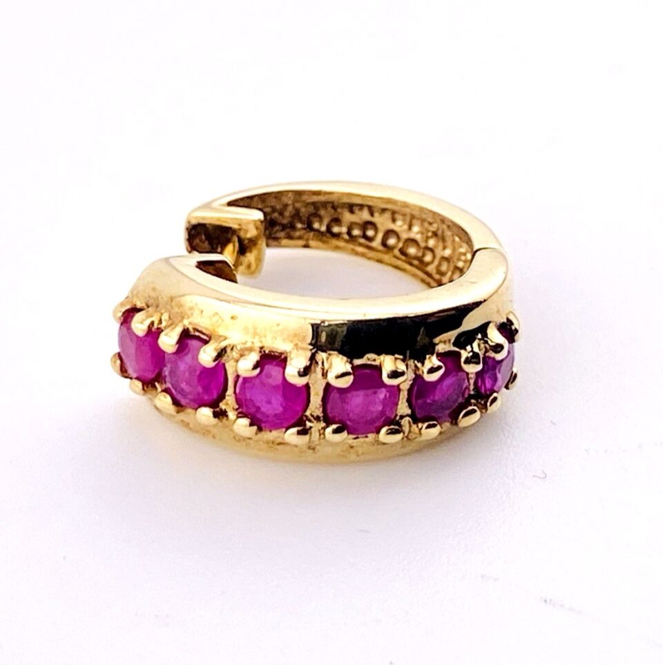Ross Simmons Gold Ruby Jeweled Hoop Earring in Sterling Silver