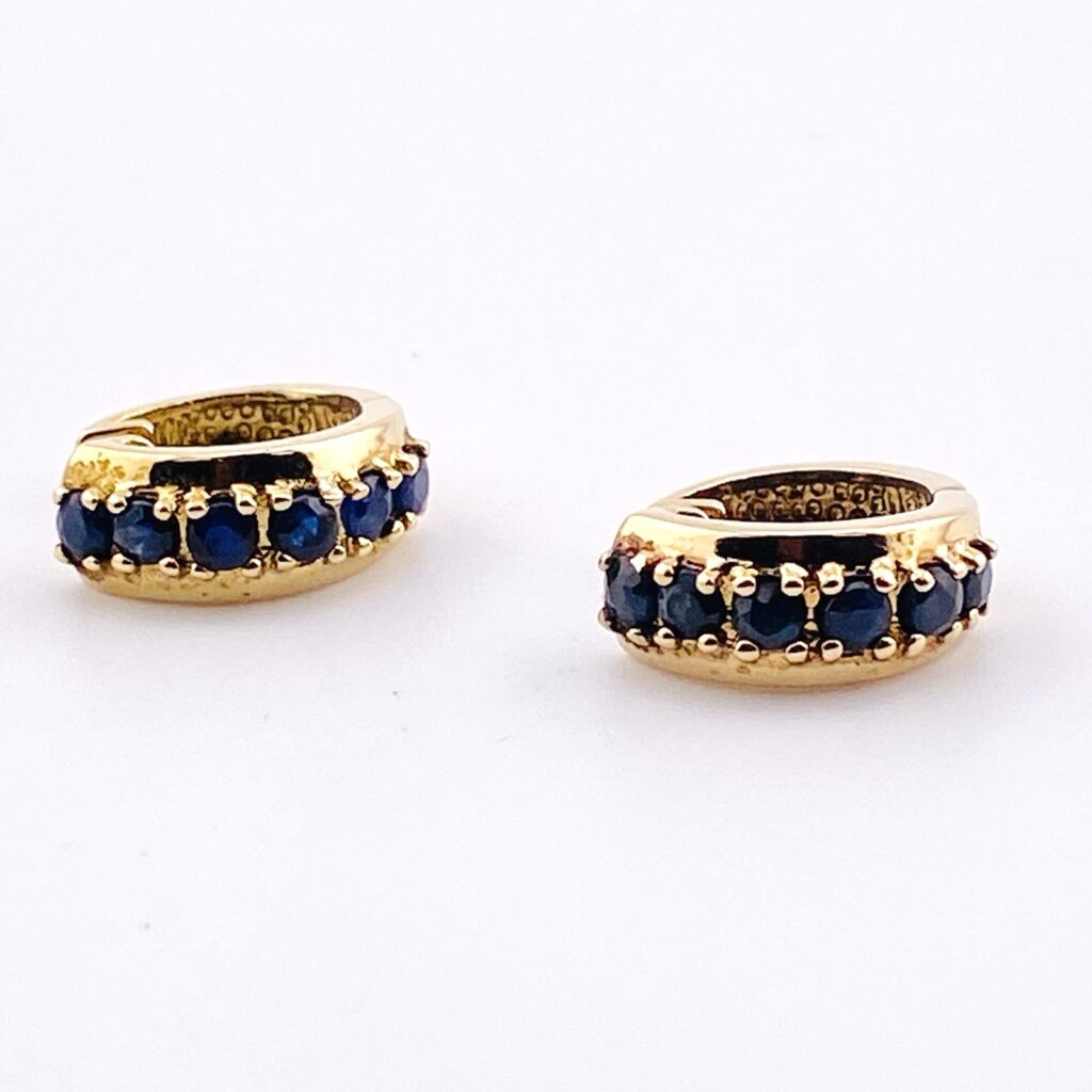 Ross Simmons Sapphire Gold over Sterling Silver Hoop Earrings Vermeil Hoops