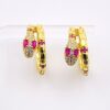 Ruby Pave Gold Plated Snake Hoop Earrings