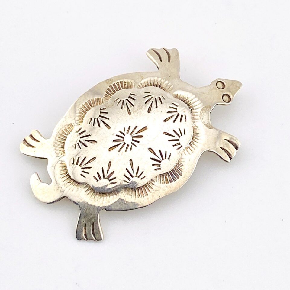 HB Native American Sterling Silver Turtle Brooch