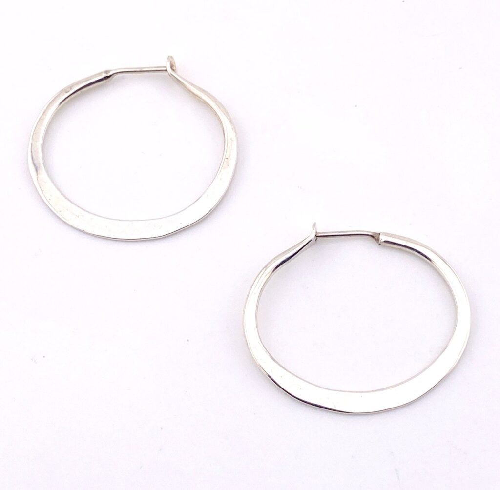 Artisan-Made Sterling Silver Modernist Hammered Hoop Earrings