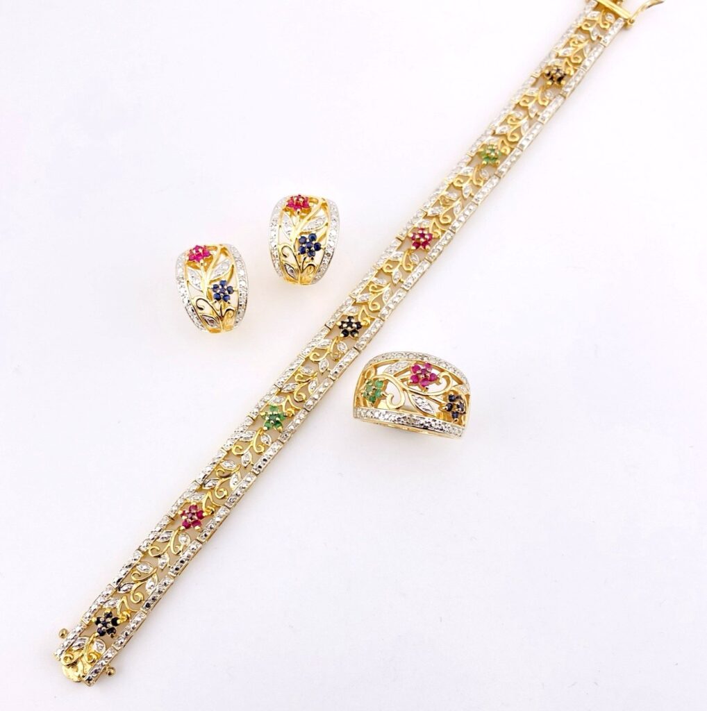 Ross-Simons Gold Vermeil Bracelet, Earrings & Bombe Ring Set – Edwardian Inspired