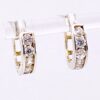 Silver Tone CZ Huggy Hoop Earrings