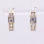 Silver Tone CZ Huggy Hoop Earrings