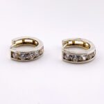 Silver Tone CZ Huggy Hoop Earrings