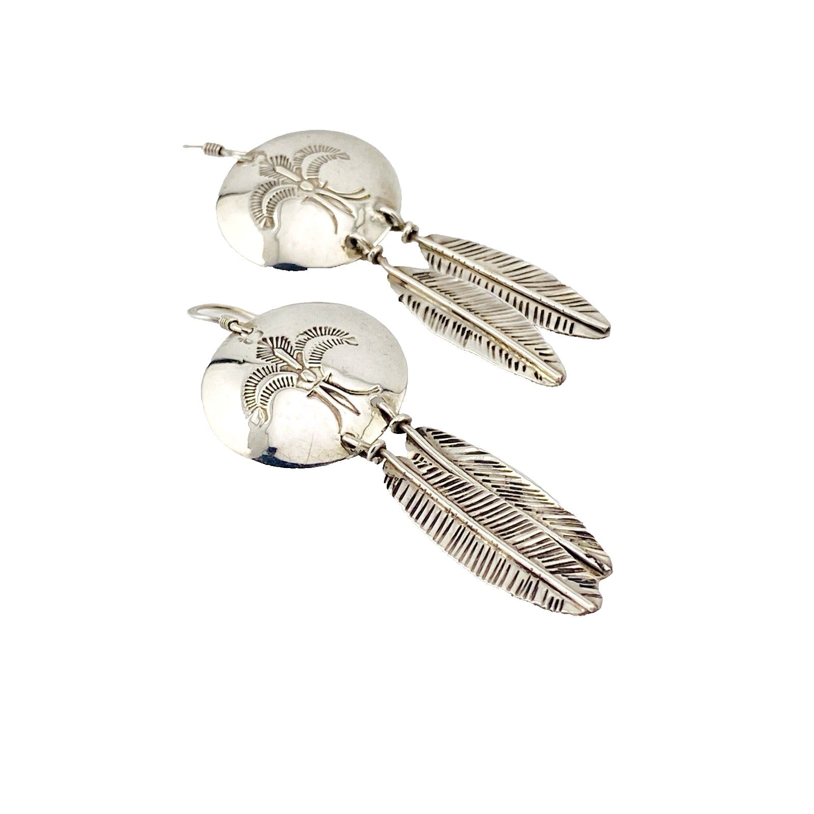 Sterling Silver Fleur De Lis Thunderbird Drop Earrings