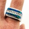 Sterling Silver Men’s Saddle Ring with Blue Opal & CZ