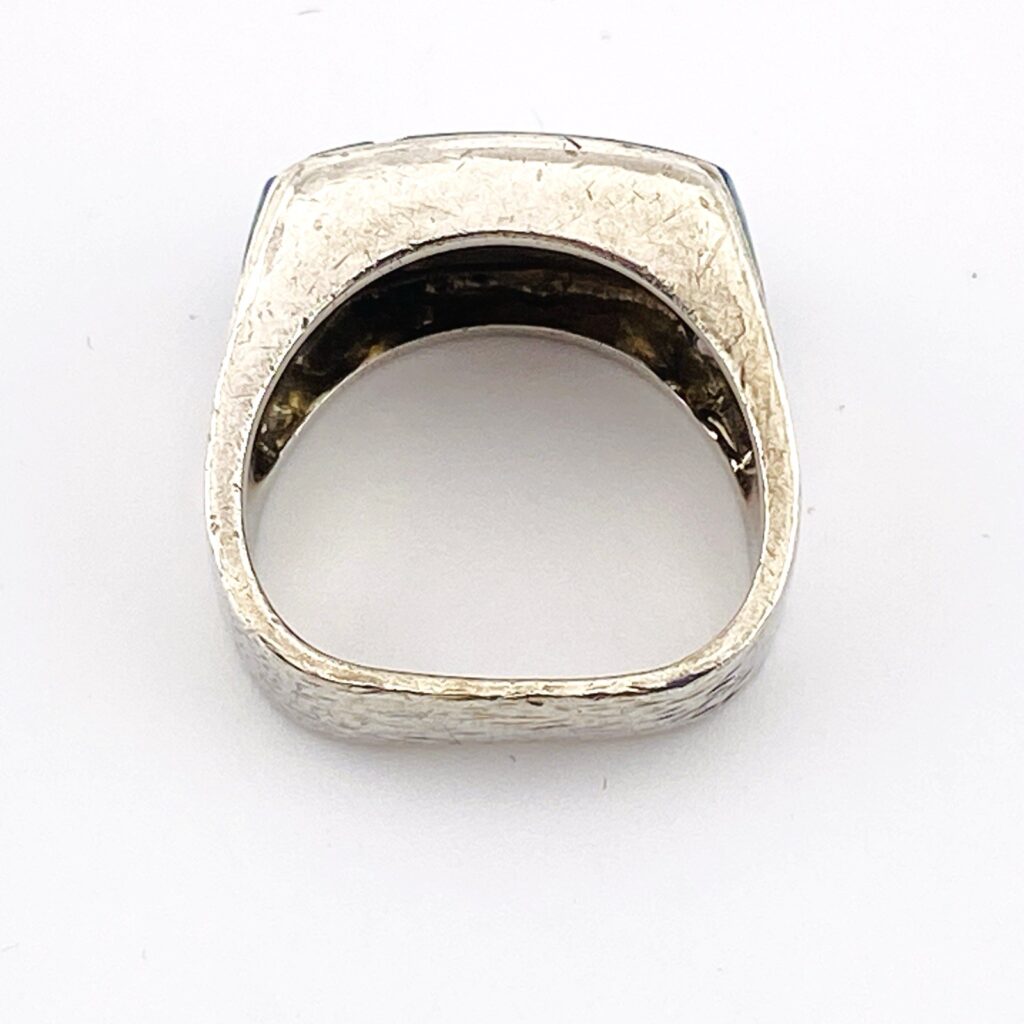 Sterling Silver Men’s Saddle Ring with Blue Opal & CZ