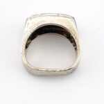 Sterling Silver Men’s Saddle Ring with Blue Opal & CZ