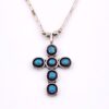 Turquoise Snake Eye Cross Pendant Necklace in Sterling Silver