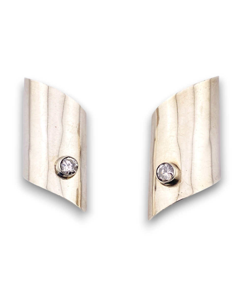 Vintage 950 Silver Modernist Earrings by Alicia of Mexico – 1980s Studio Jewelry
