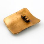 Vintage Bell Trading Co Brutalist Copper and Turquoise Western Bolo Tie Slide 1960