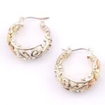 Vintage Black Hills Gold Sterling Silver Hoop Earrings