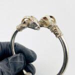 Sterling Silver Ram Head Aries Hinged Bracelet