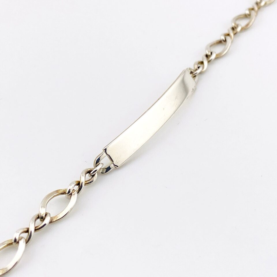 Vintage Sterling Silver ID Bracelet – 7-Inch Blank Engravable Panel