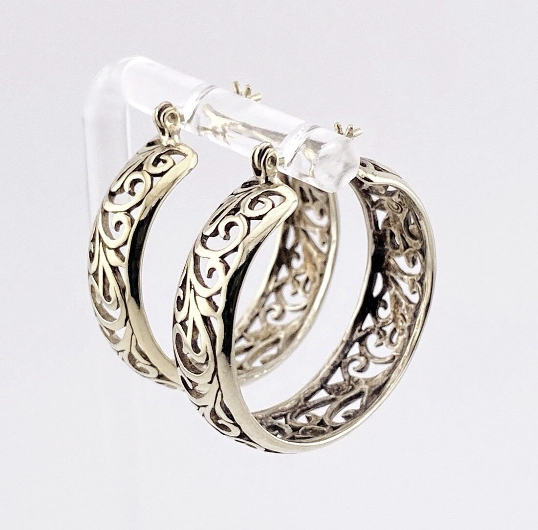 Sterling Silver Openwork Hoop Earrings