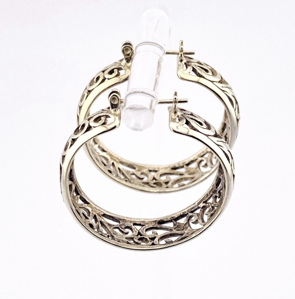 Sterling Silver Openwork Hoop Earrings