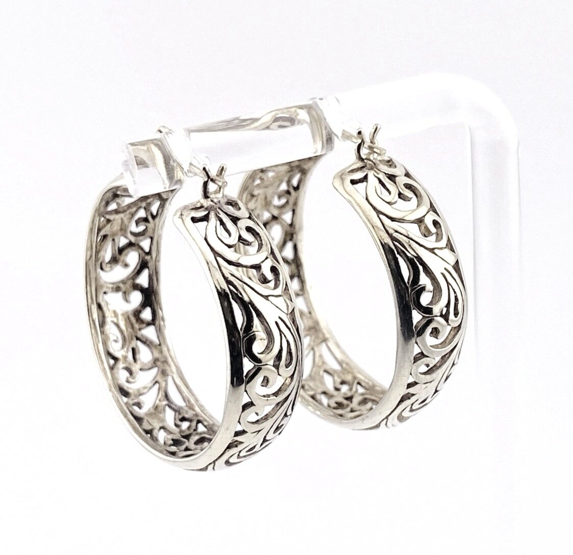 Sterling Silver Openwork Hoop Earrings