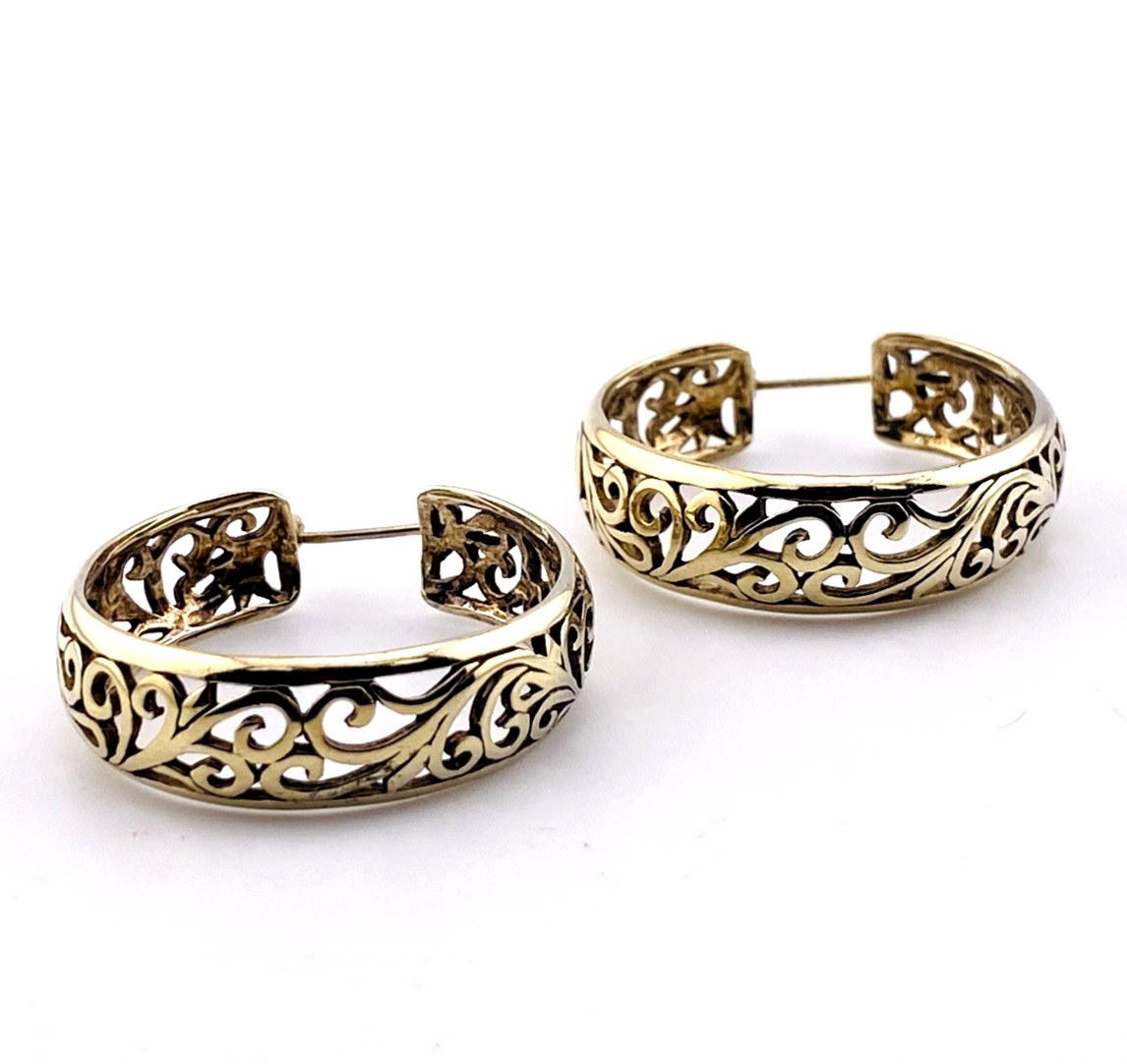 Sterling Silver Openwork Hoop Earrings